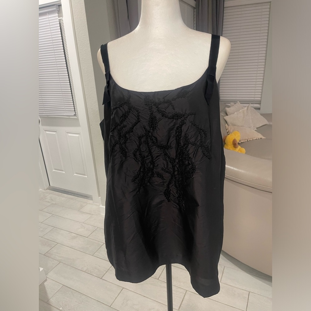 NWT Eileen Fisher 100% silk textured $148 tank blouse top Sz L